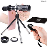 Universal 3in1 Lens Kit with Bluetooth Remote Control Camera Shutter + 18x Telephoto + Macro + Wide Angle Lenses