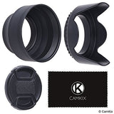 Rubber Collapsible and Tulip Flower Lens Hoods with Lens Cap - 52mm