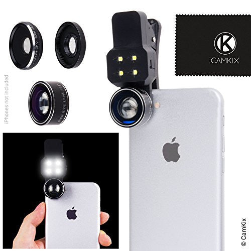 Universal 3in1 Lens Kit with LED for Smartphone and Tablet