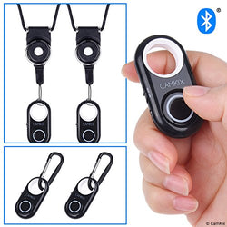 Shutter Remote Control with Bluetooth Wireless Technology - 2 Pack Lanyard with Detachable Ring Mount - Carabiner