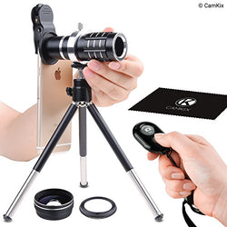 Universal 3in1 Lens Kit with Bluetooth Remote Control Camera Shutter + 12x Telephoto + Macro + Wide Angle Lenses