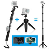 Pole 16 - 47 Inch and Tripod Base Kit for GoPro Hero, Camera and Smartphone