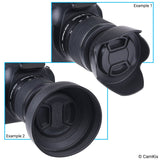 Rubber Collapsible and Tulip Flower Lens Hoods with Lens Cap Set - 58mm