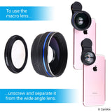 Universal 3in1 Lens Kit with Bluetooth Remote Control Camera Shutter + 18x Telephoto + Macro + Wide Angle Lenses