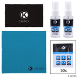 Lens and Screen Cleaning Kit - 2 Spray Bottles, 2 Microfiber Cloths, 50 Wet Tissues